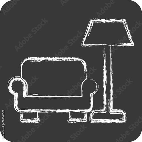 Icon Interiors. related to Photos and Illustrations symbol. chalk Style. simple design illustration