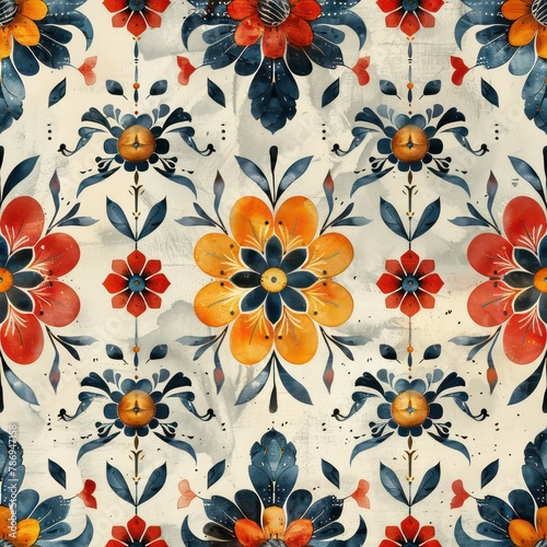 Seamless vintage decorative ornamental floral pattern background