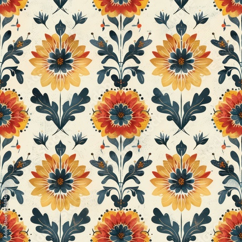 Seamless vintage decorative ornamental floral pattern background