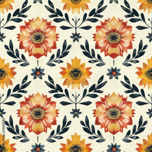 Wallpaper Mural Seamless vintage decorative ornamental floral pattern background Torontodigital.ca