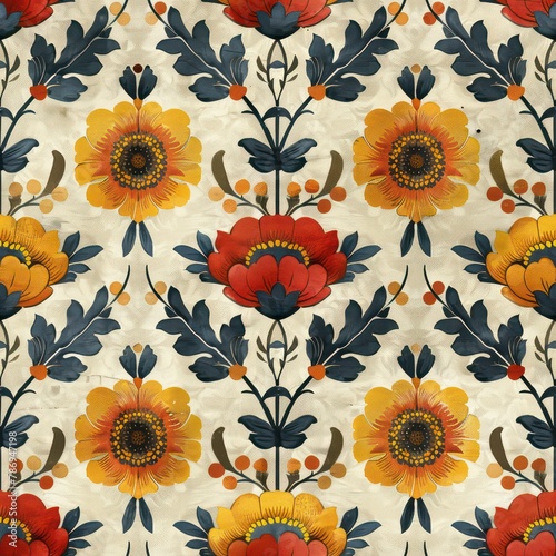 Seamless vintage decorative ornamental floral pattern background © eobrazy_pl