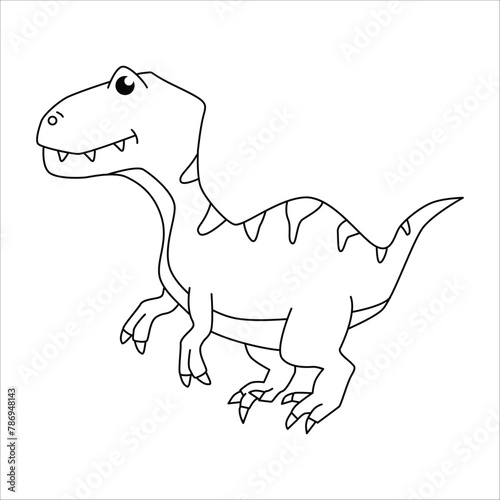 Cute dino velociraptor outline illustration