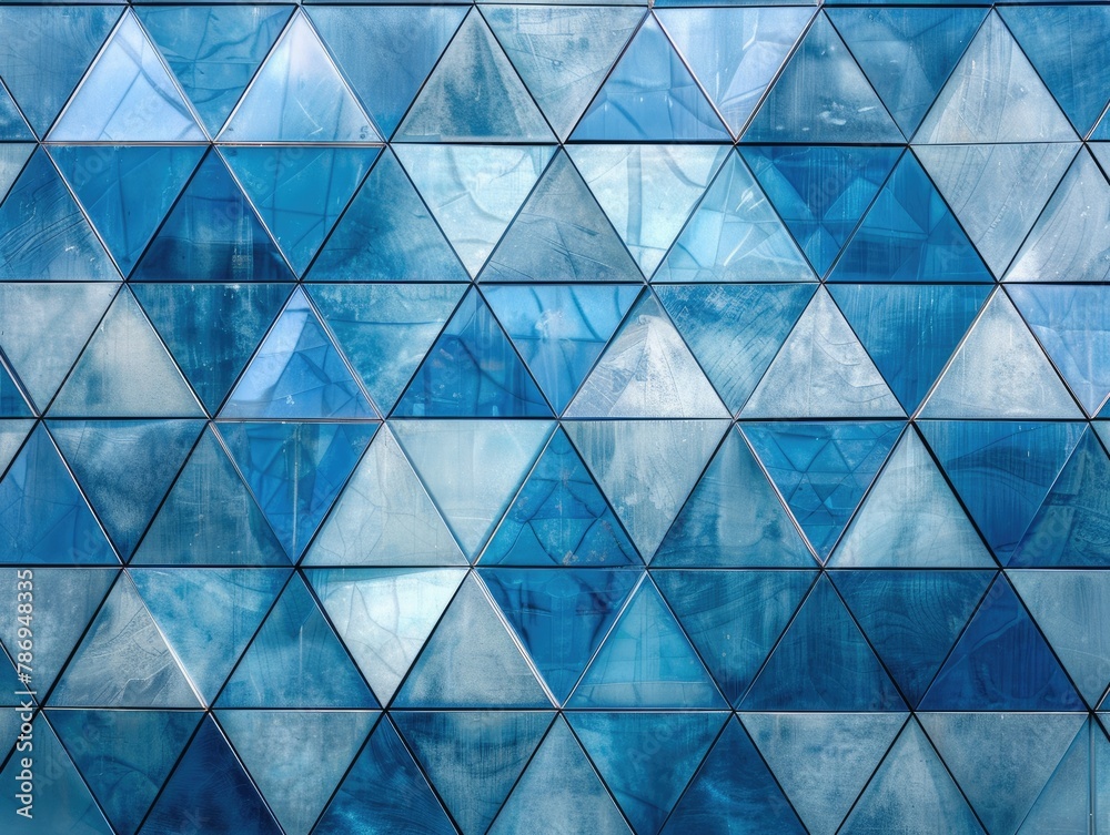 Urban building facades, blue geometric shapes Urban building facades, blue geometric shapes