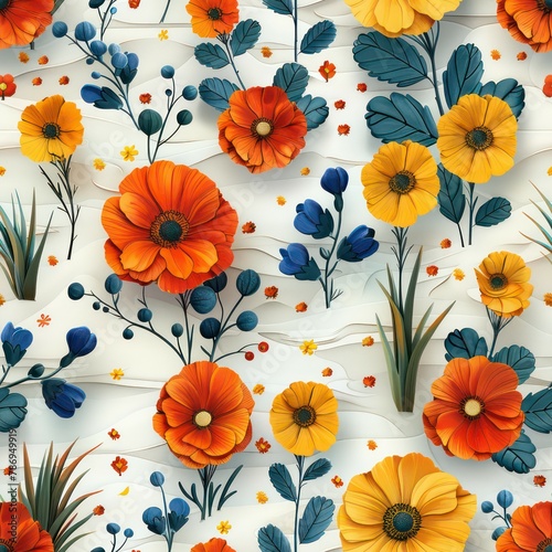 Seamless abstract boho style flowers pattern background © eobrazy_pl