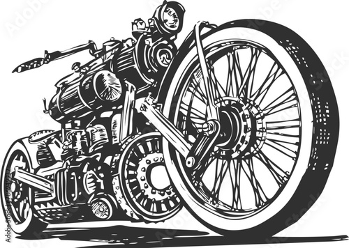 Hand drawn motorcycle vintage. Vector 