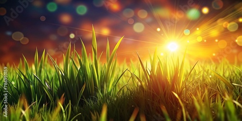 Grass background with bookeh background and sunlight
