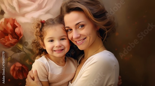 mother and daughter hugging smiling. mother's day concept