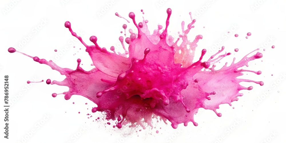 Pink color splash cutout, isolated in white background