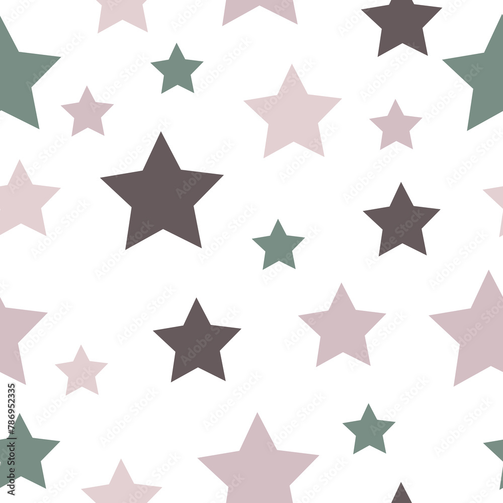 Seamless vector repetitive background with stars. Starry Sky Colorful Background. Festive Stars Wallpaper.