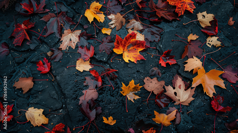 Fallen autumn leaves cover the earth