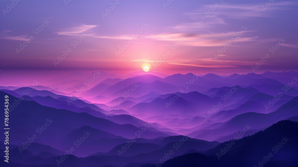 Fototapeta premium sunrise in mountain purple levender background