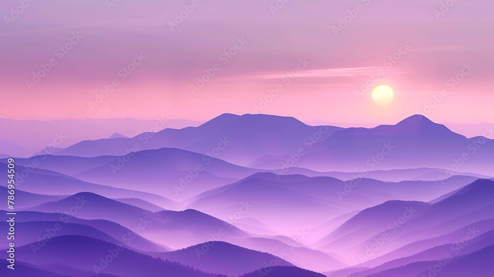 sunrise in mountain purple levender background