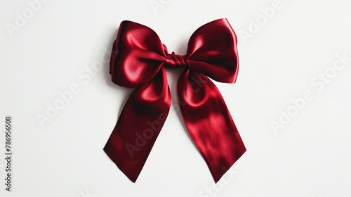 Simple red bow on a white background, perfect for gift wrapping