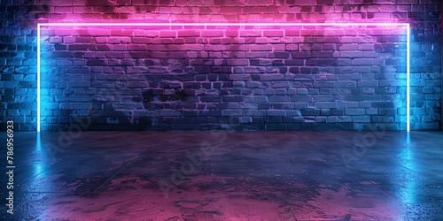 A blank glowing neon wall with a blue and pink gradient, perfect for a futuristic party or club design.