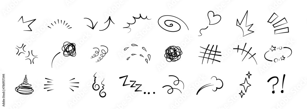 Manga or anime comic emoticon element graphic effects hand drawn doodle vector illustration set isolated on white background. Manga style doodle line expression scribble anime mark collection. Manga or anime comic emoticon element graphic effects hand drawn doodle vector illustration set isolated on white background. Manga style doodle line expression scribble anime mark collection.