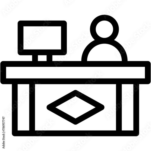 Front desk, help desk, information counter, information desk Icon