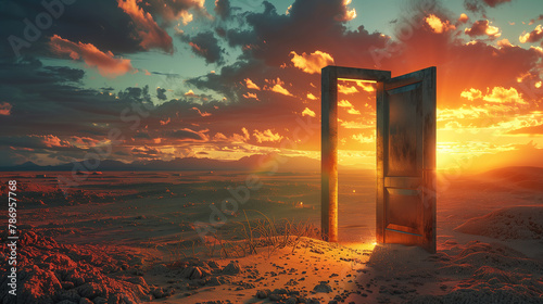 Door opened in the desert photo