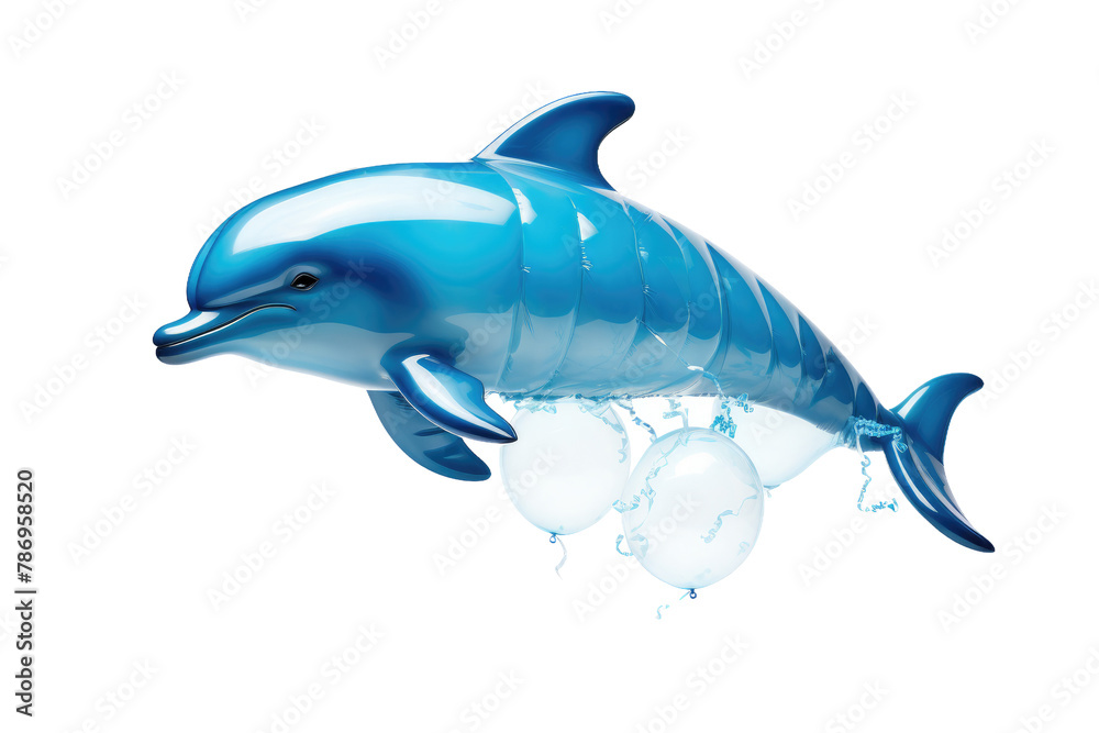 Fototapeta premium The Whimsical Flight of a Blue Dolphin Balloon