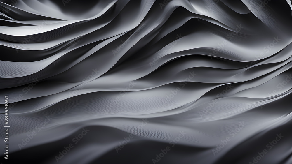 Obraz premium abstract background with smooth lines in black and white colors, 3d render