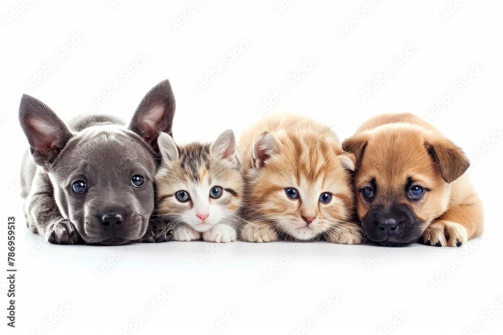 Isolated images of cute pets . photo on white isolated background
