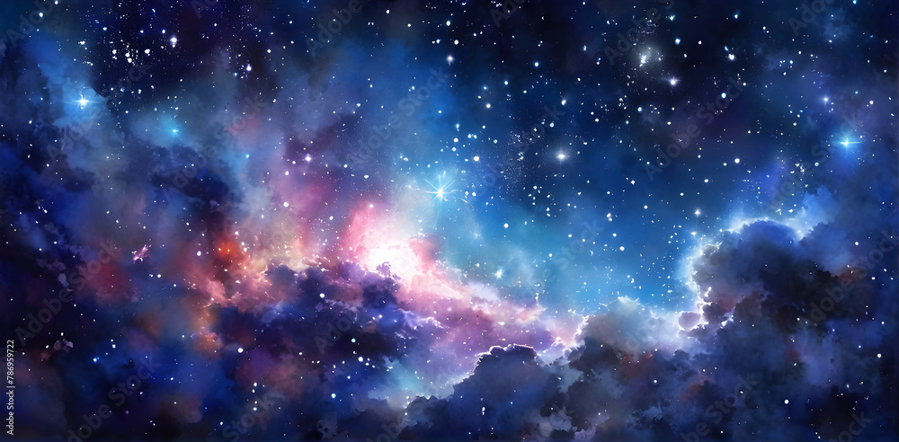 Obraz premium Space background with nebula, stars and galaxy. illustration.