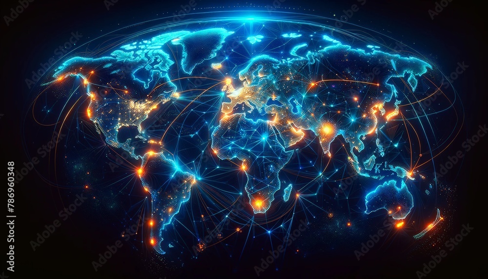 Abstract digital world symbolizing global network, data transfer, cyber tech, info exchange, and telecommunication. Abstract digital world symbolizing global network, data transfer, cyber tech, info exchange, and telecommunication.
