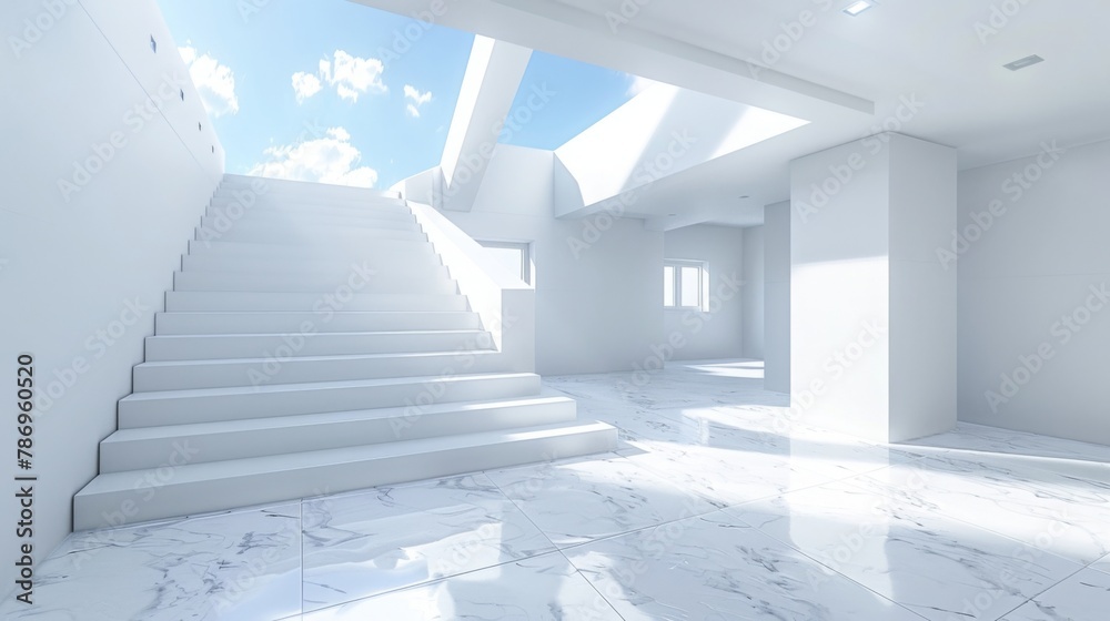 Fototapeta premium Minimalist Architecture Elegance: Abstract Cubes & Lines on a Clean Desktop Wallpaper, Utilizing Negative Space & Subtle Textures