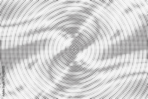 Halftone pattern background with radial effect  round spot shapes  vintage or retro graphic with place for your text. Halftone digital effect.