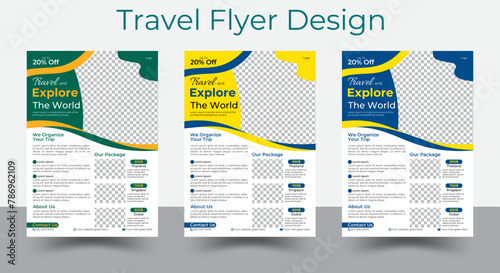 Modern poster travel flyer design template bundle. travel flyer design template, tour flyer, tourism color a4 print ready flyer. Vacation travel flyer design template