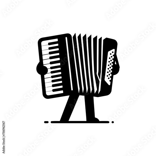 Classic Squeeze: Black Vector Silhouette of an Accordion- Accordion illustration- minimalist Accordion vector