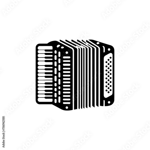 Classic Squeeze: Black Vector Silhouette of an Accordion- Accordion illustration- minimalist Accordion vector