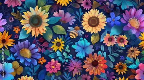 Full screen flowers  illustrations  background patterns.