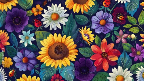 Wallpaper Mural Full screen flowers, illustrations, background patterns. Torontodigital.ca