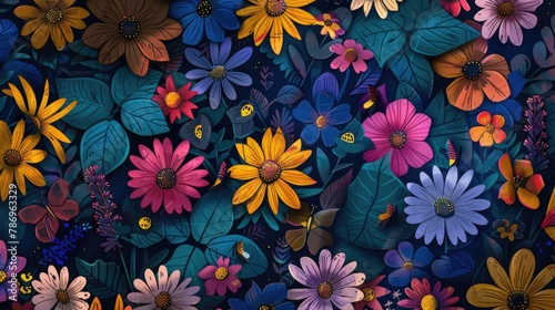Full screen flowers, illustrations, background patterns.