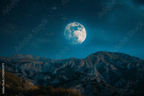 beautiful view of the moon from a distance at night, generative ai