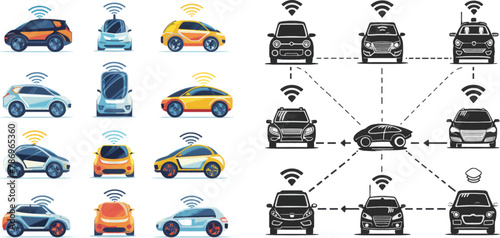 Driverless car icons