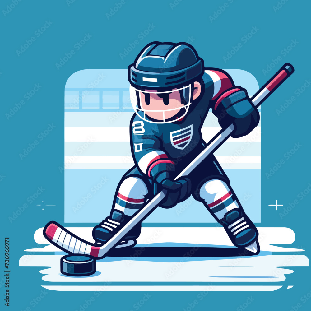 Obraz premium illustration of a hockey player dribbling the puck