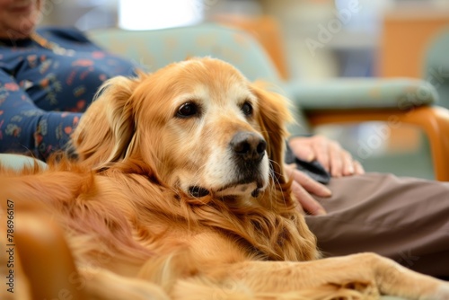 A senior, golden retriever, the healing power of a dog