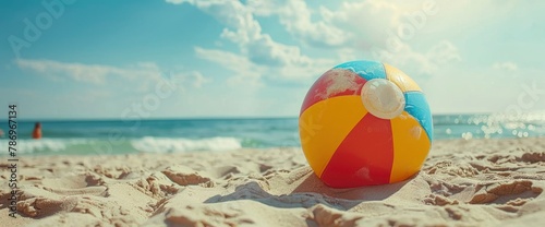 Gentle swats at a stray beach ball, sent rolling across the sand, professional photography and light, Summer Background