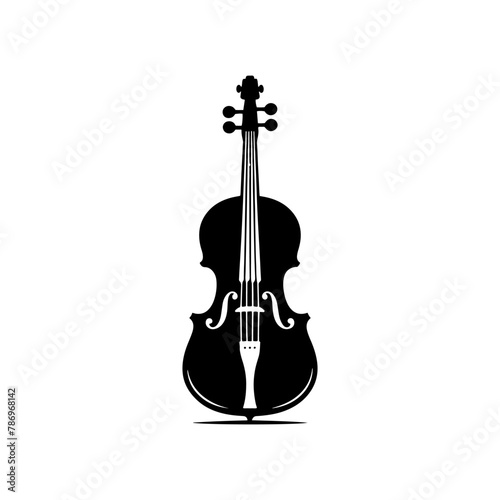 Black Vector Silhouette of a Cello, Symbolizing Classical Elegance and Rich Tones- Cello illustration- cello black vector silhouette