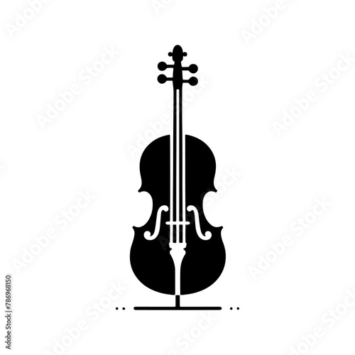 Black Vector Silhouette of a Cello, Symbolizing Classical Elegance and Rich Tones- Cello illustration- cello black vector silhouette