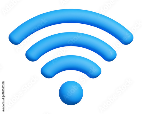 3d blue Wifi  icon color. Cartoon minimal style. Online communication concept. Stock vector illustration.