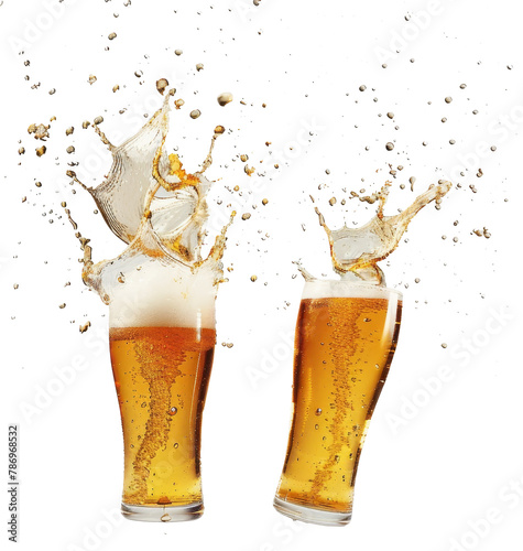 beer in glass isolated on transparent background photo