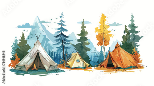 Four Camping Tents. Outdoor lifestyle. Home in the nat photo