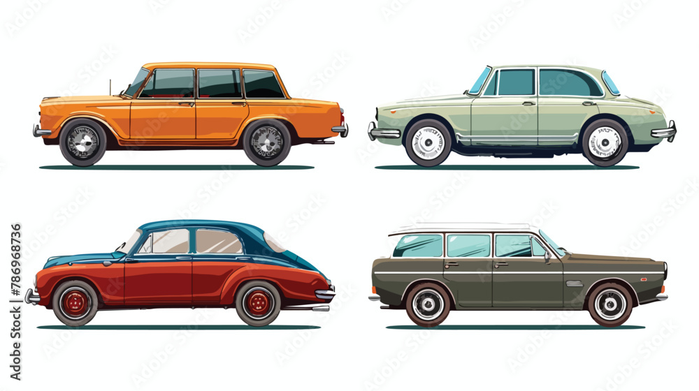 Four Cars or vehicles. Different types of cars sedan S