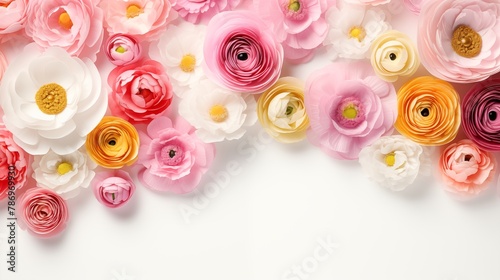 A vibrant and colorful display of handmade paper flowers in pastel shades
