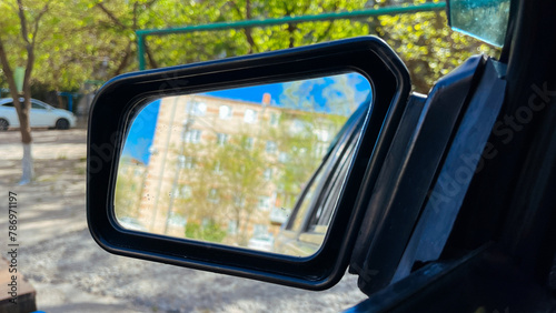 view mirror and car