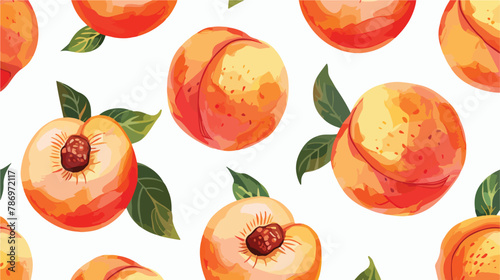 Fototapeta Naklejka Na Ścianę i Meble -  Tasty fruits. Peaches. Paper cut sticker style. Side