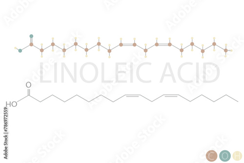linoleic acid molecular skeletal chemical formula photo