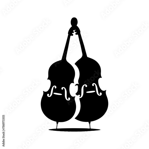 Low End Reverberation: Black Vector Silhouette of a Double Bass, Classic Double Bass Illustration- Double Bass vector